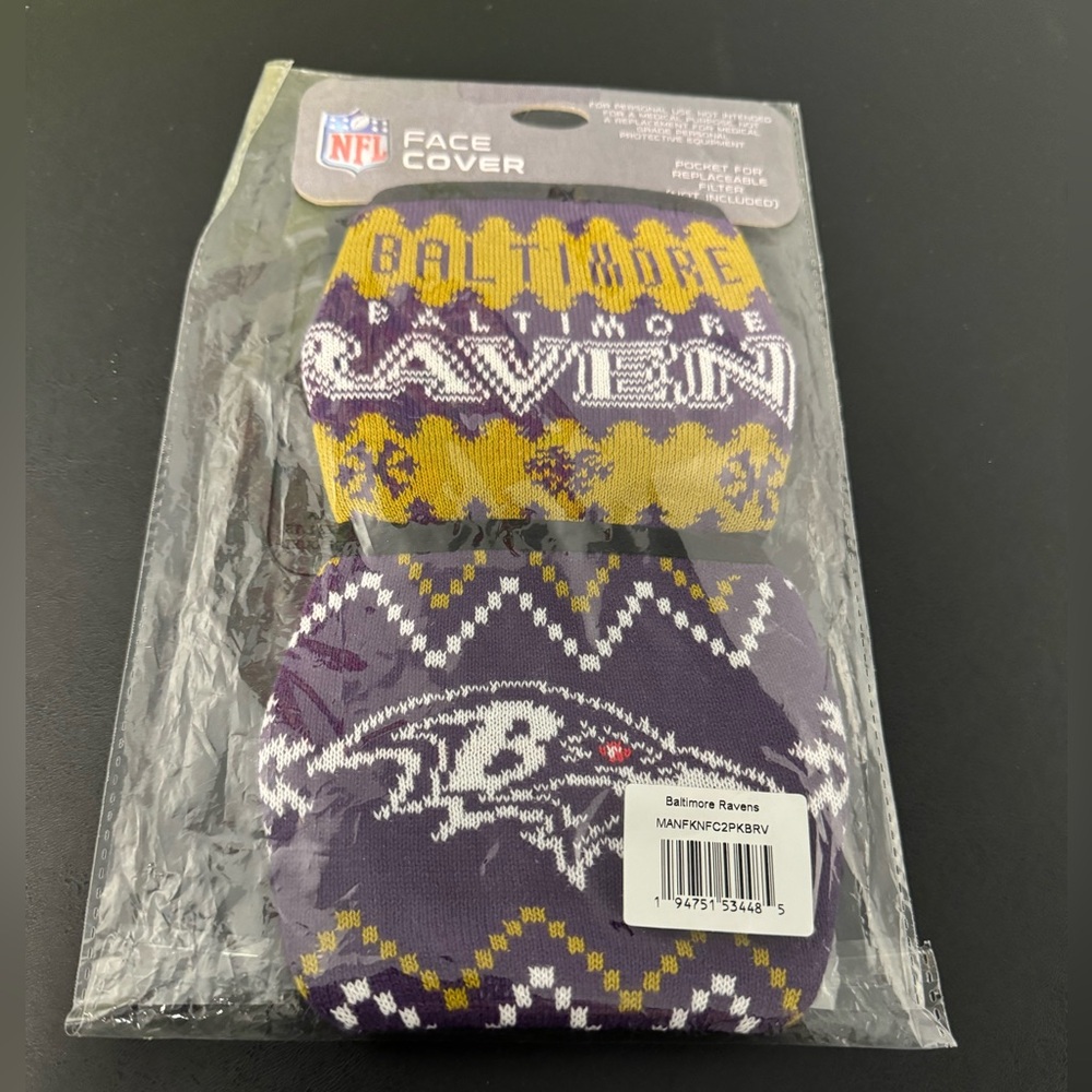 Baltimore Ravens Face Covers ~ 2 in Package